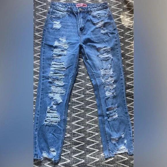 (3/$15) Crystal Rock High Waist Distressed Jeans size 5 - Picture 4 of 9